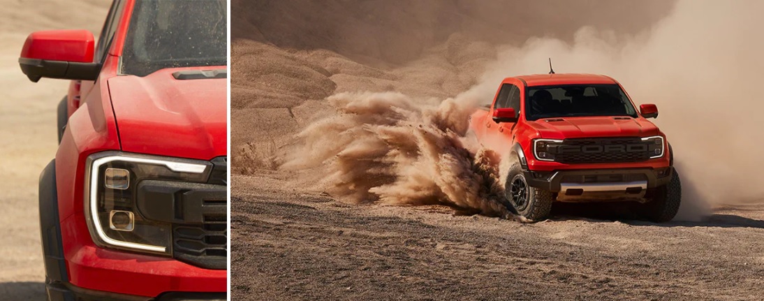 hình ảnh ngoại thất Ford Ranger Raptor 2023 Mới nhất chạy trên cát
